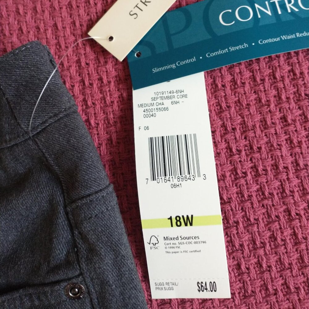 Jones New York Sport Woman Bootcut Stretch Control Sueded Jeans Pants Gray NWT - Picture 4 of 16